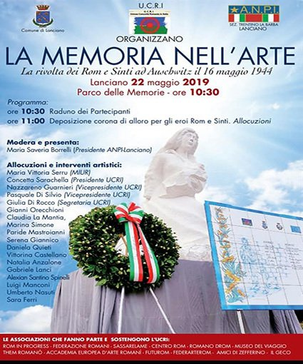 Il primo monumento in Italia dedicato al Samudaripen dei Rom e Sinti ospita le celebrazioni ufficiali  il 27 gennaio, il 16 maggio, il 2 Agosto, il 5 ottobre  alla presenza della comunità Rom e Sinta e delle autorità.